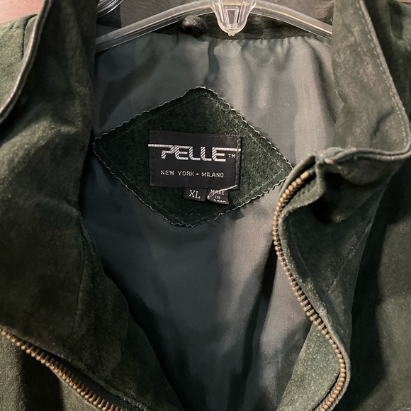PELLE Green Suede Bomber Jacket XL - Picture 2 of 6